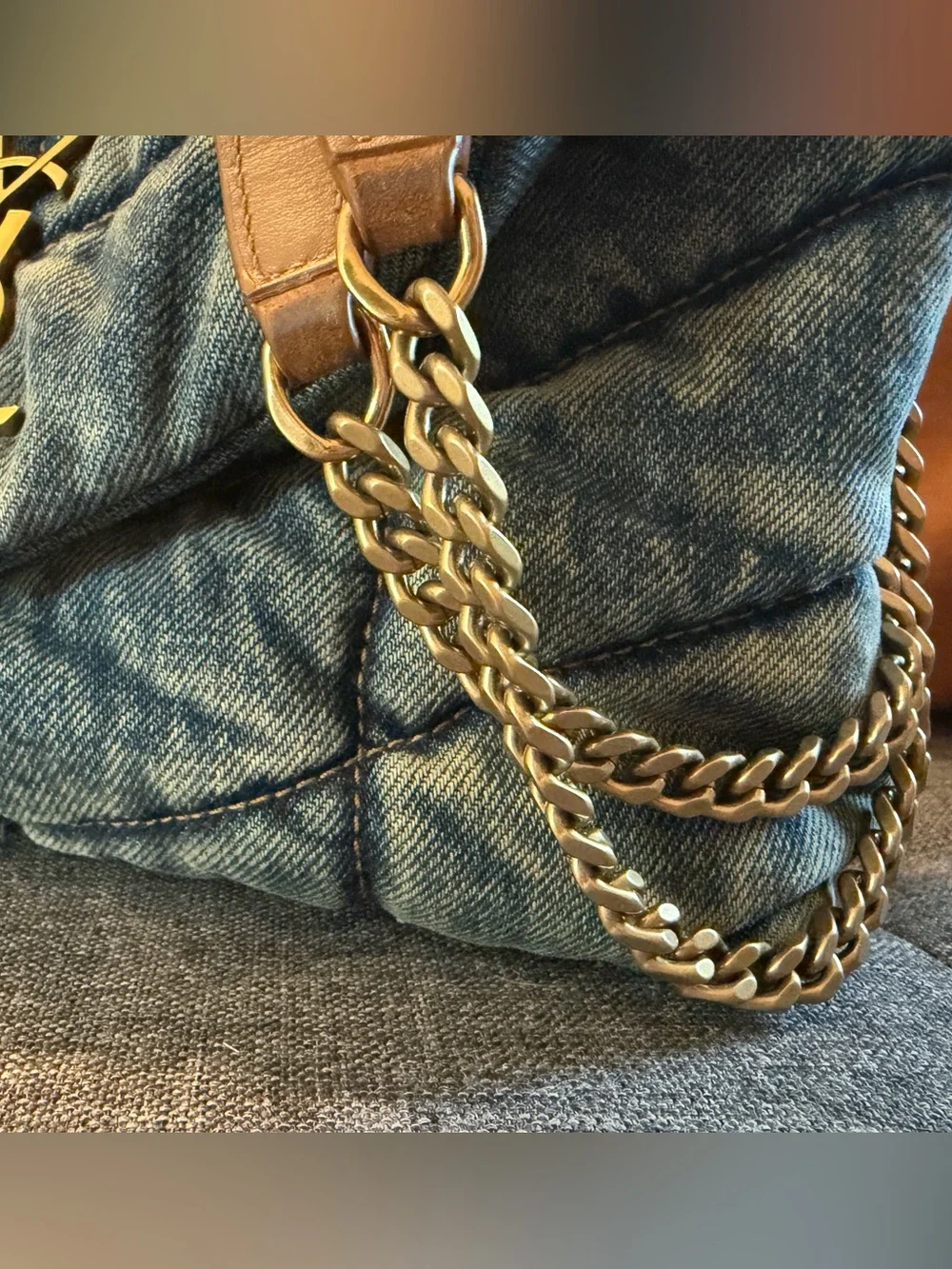 Saint Laurent Blue Denim Loulou Puffer